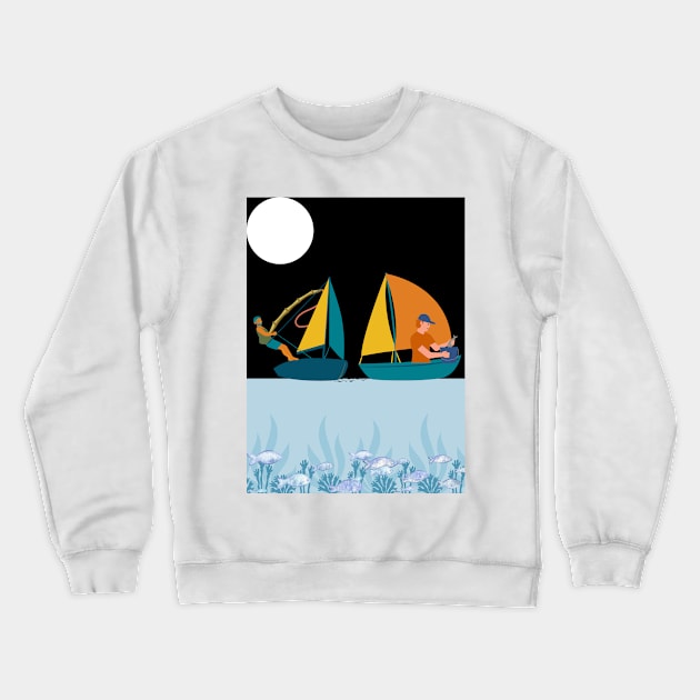 go on a fishing trip Crewneck Sweatshirt by Ahmed izem